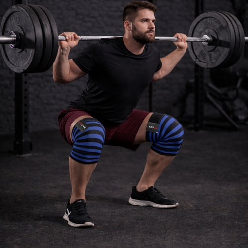 FITLIVE vendaje de Rodilla, Rodillera Gimnasio Powerlifting Levantamiento de Pesas para Entrenamiento con Pesas y Levantamiento de Pesas.