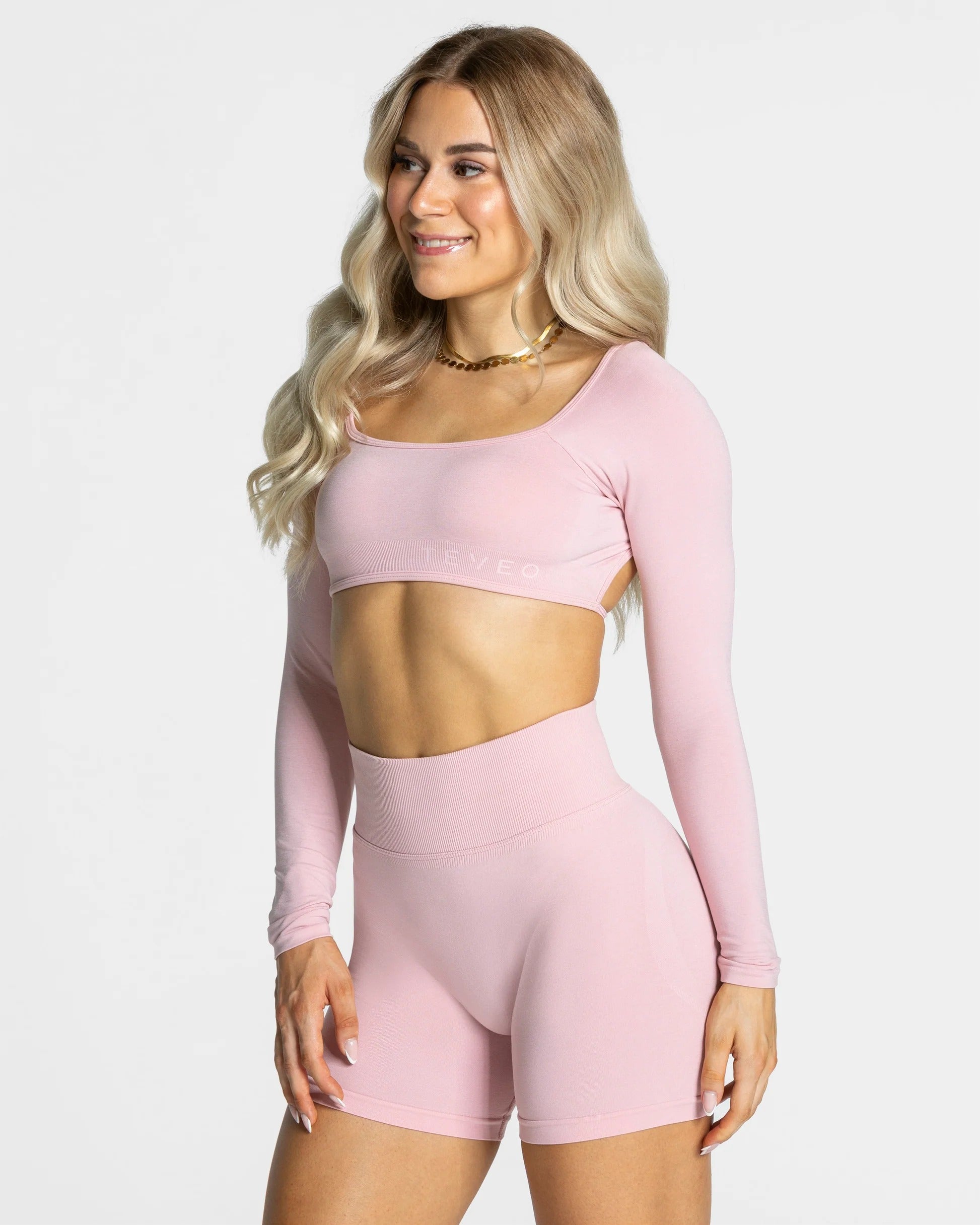 Camiseta de manga larga Backless Rosa