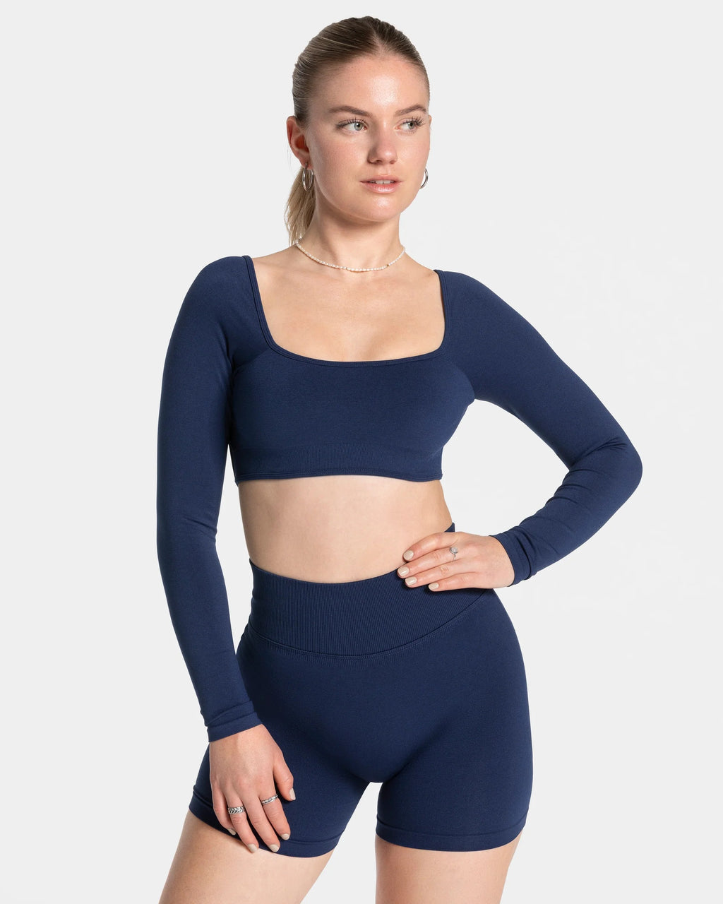 Camiseta de manga larga Backless Azul