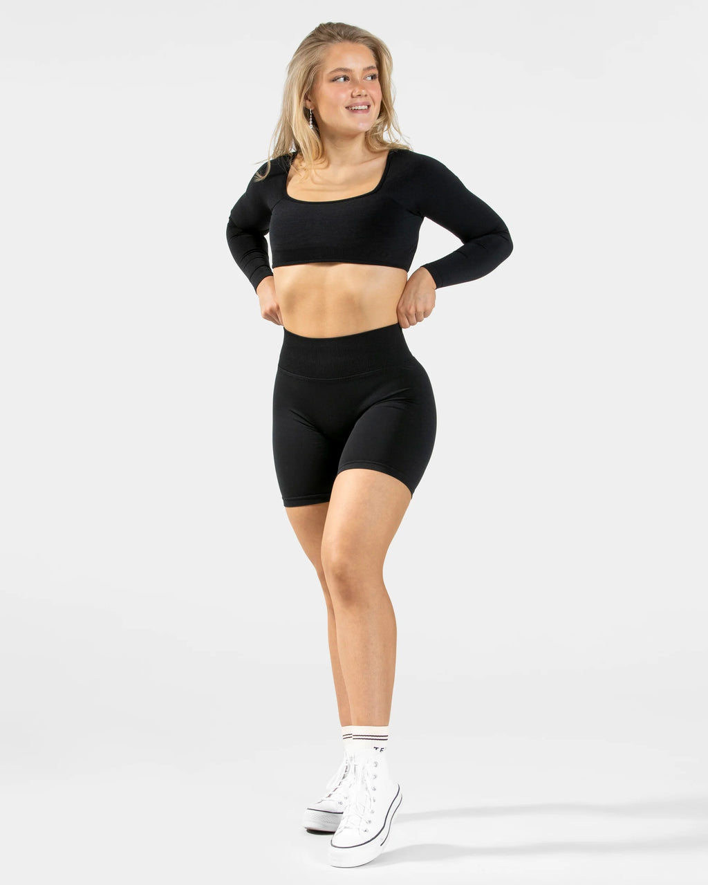 Camiseta de manga larga Backless Negra