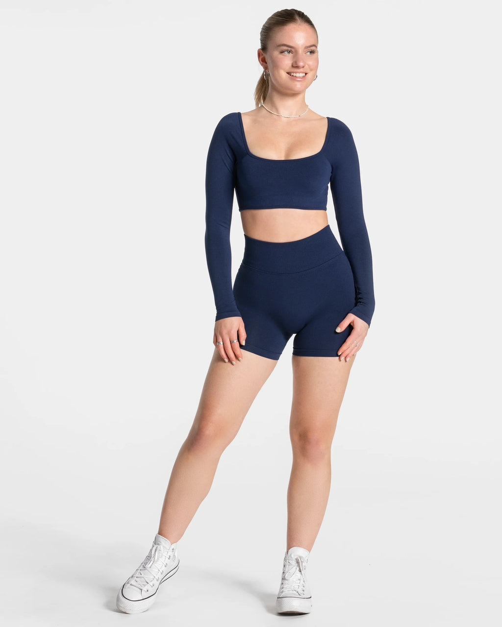 Camiseta de manga larga Backless Azul