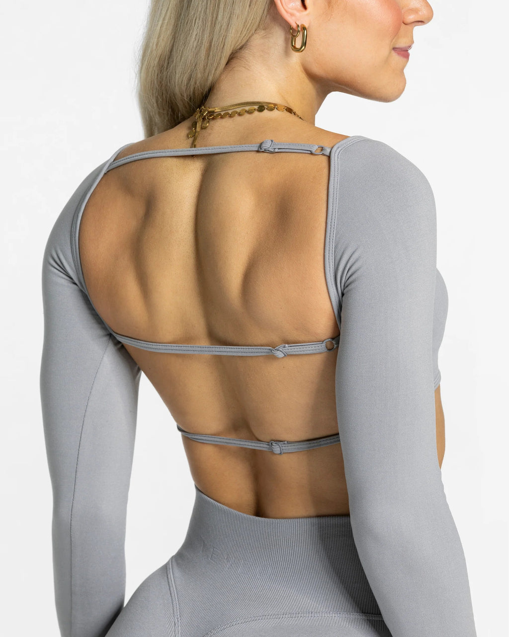 Camiseta de manga larga Backless Gris