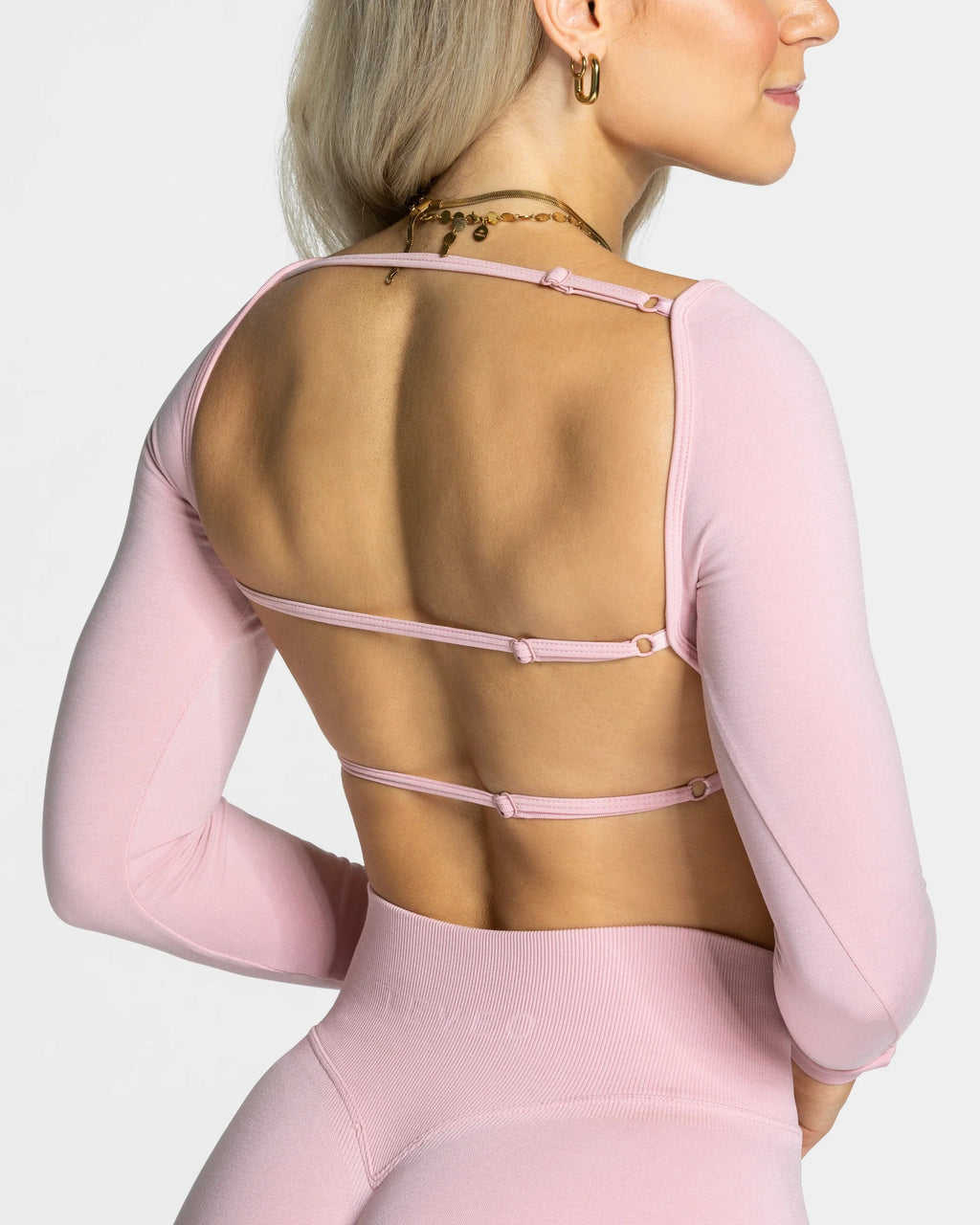 Camiseta de manga larga Backless Rosa