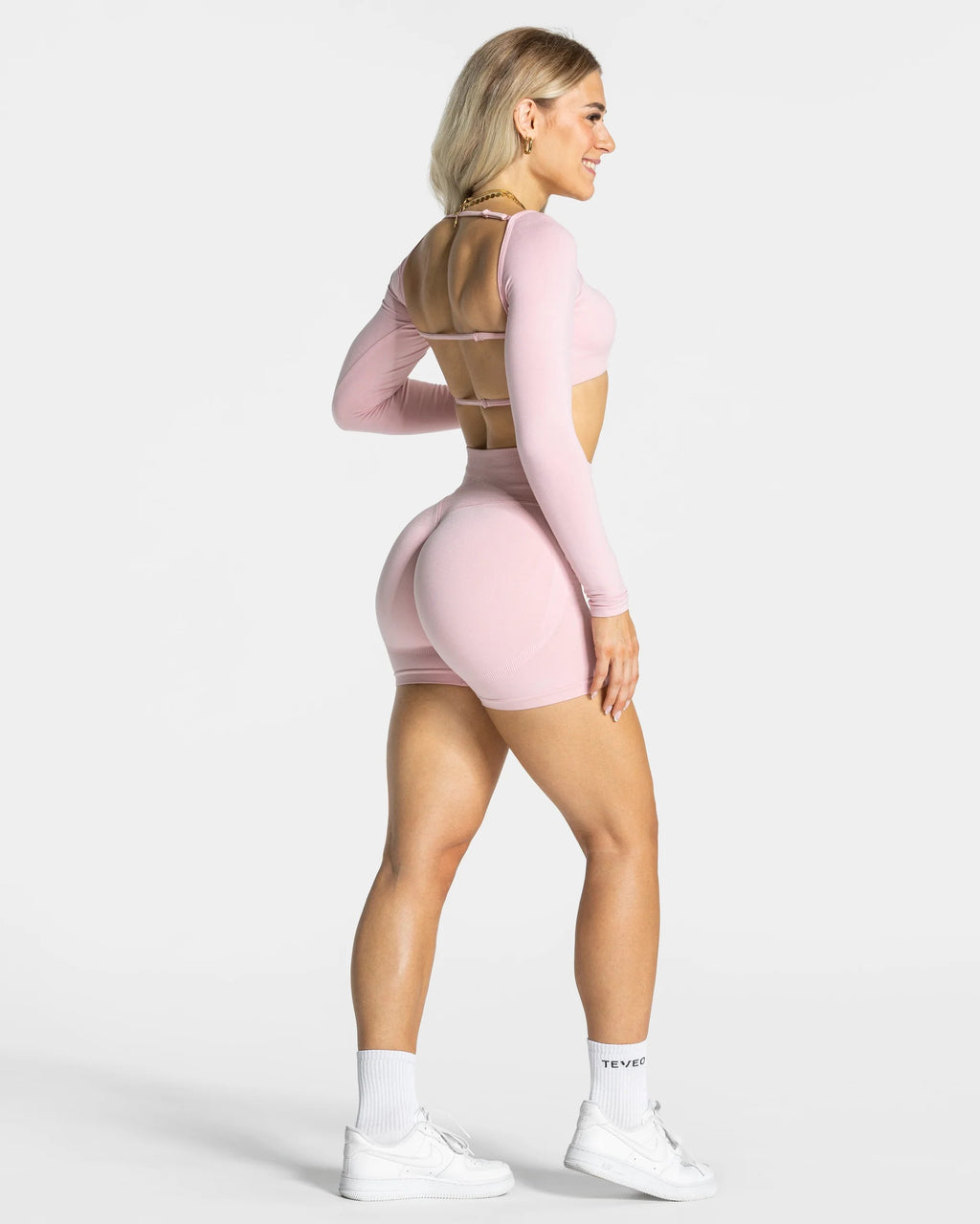 Camiseta de manga larga Backless Rosa