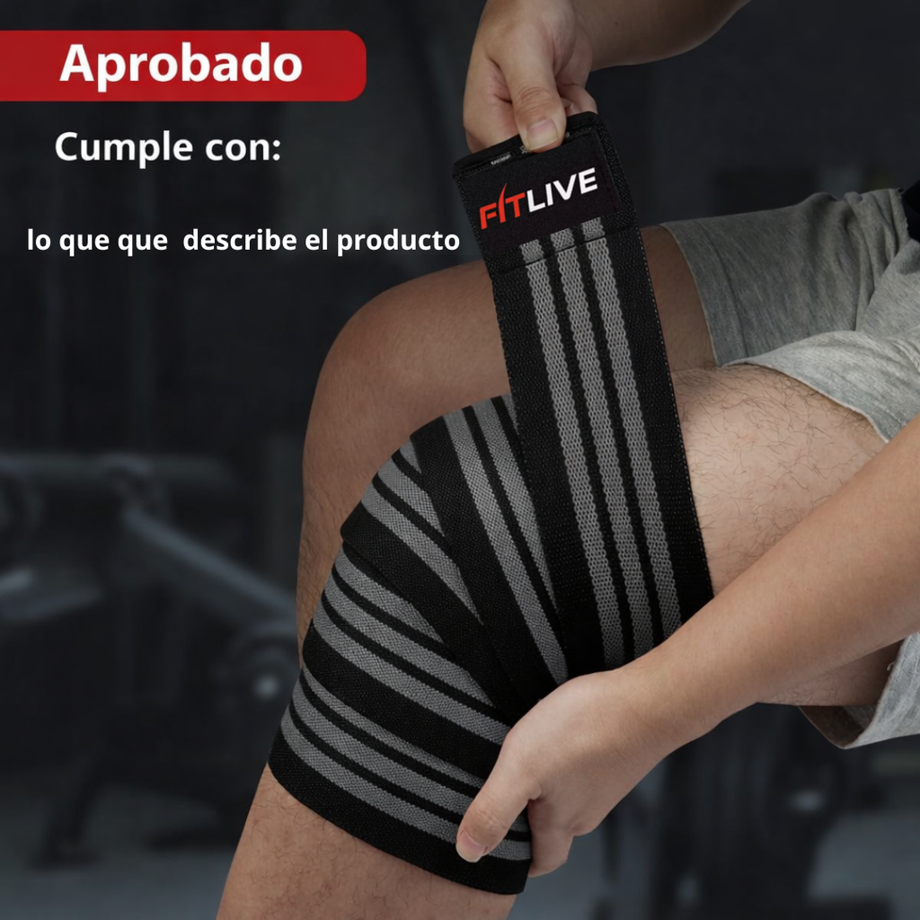 FITLIVE vendaje de Rodilla, Rodillera Gimnasio Powerlifting Levantamiento de Pesas para Entrenamiento con Pesas y Levantamiento de Pesas.