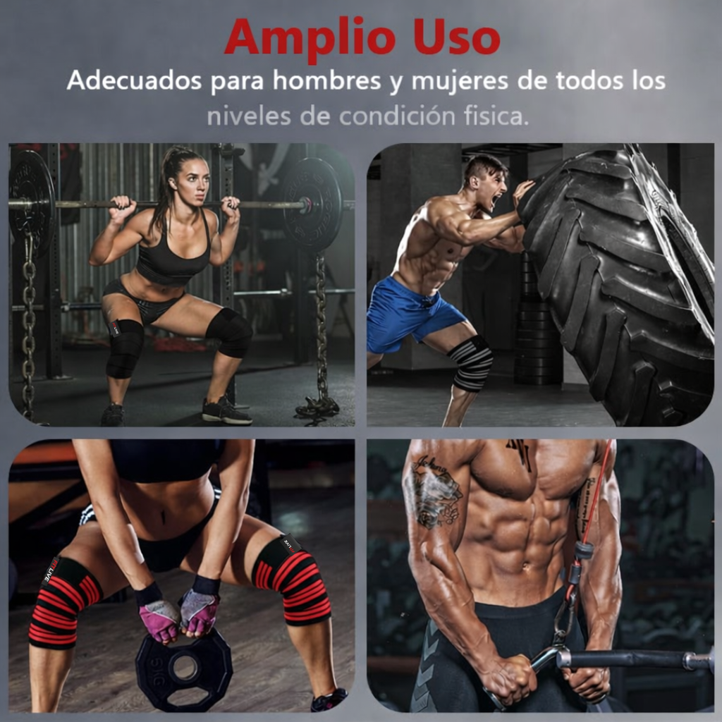 FITLIVE vendaje de Rodilla, Rodillera Gimnasio Powerlifting Levantamiento de Pesas para Entrenamiento con Pesas y Levantamiento de Pesas.